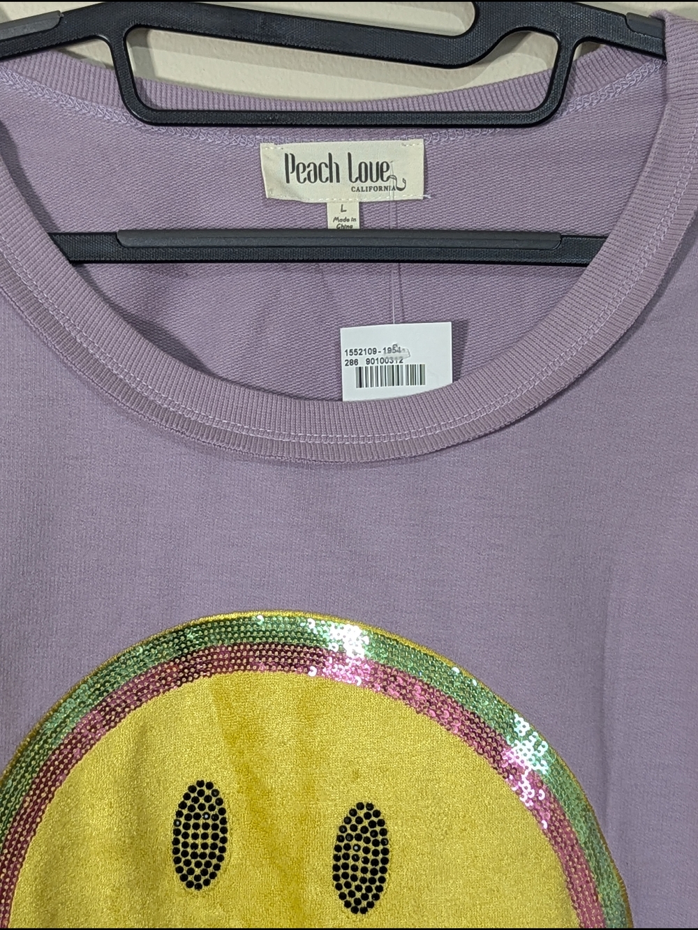 Peach Love California NWT Smiley Face Cropped Sweatshirt Bundle Size L Oversized - Picture 6 of 12